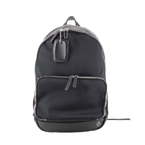 Haerfest 18 x 14 Black Silver Pockets Mercedes Benz Logo Nylon Leather Backpack - Picture 1 of 16